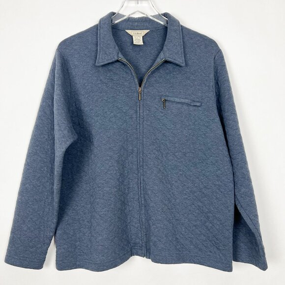 L.L. Beane Barn Jacket Womens Large Blue Quilted Transitional Shacket - Picture 1 of 12